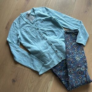 Pilcro and letterpress patterned Blue corduroy stretchy jeans